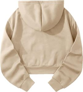 Hoodie court à manches longues pour femme, motif graphique ODM, avec logo frontal, 100 % coton, cordon de serrage - Product Image 3