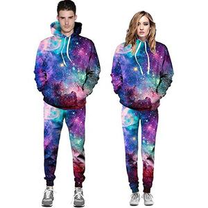 Conjunto Deportivo Unisex con Capucha y Estampado Galáctico, Manga Larga, Bolsillos Laterales, Ropa Casual de Primavera, Corte Regular, Transpirable, Poliéster, Lo Mejor de 2026 - Product Image 6
