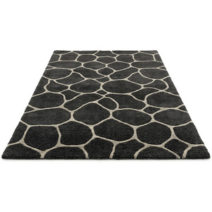DECORDEC Tapis en laine tufté à la main, motif filigrane bronze, antidérapant, écologique, moderne, motif mosaïque galets, à poils épais - Product Image 2
