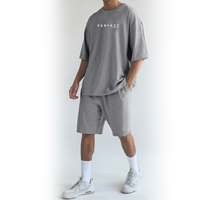 Ensemble 2 pièces d'été décontracté et respirant pour homme en jersey 100 % coton, avec t-shirt et short, 650g, personnalisable