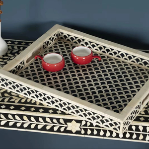 Plateau Feng Shui de Luxe Fait Main Écologique avec Incrustations en Os – Design Décoratif Élégant, Qualité Supérieure pour la Maison et la Cuisine (Idéal pour Servir) - Product Image 1