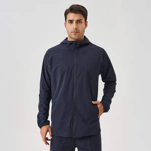 Chaqueta con capucha y cremallera para hombre, informal, térmica, cortavientos deportivo para gimnasio y senderismo, de color liso, estilo oversize, teñido liso, para otoño - Product Image 5