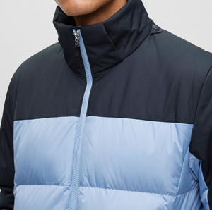 Custom Men's Two Tone Black Sky Blue Quilted Puffer Jacket Lightweight Winter <b>Zip</b> <b>Up</b> 100% Polyester Jacket OEM ODM Manufacturer - Product Image 2