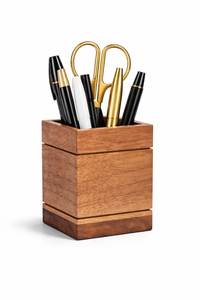 Wooden Desk Storage Container for Everyday Essentials Luxury Timber Pen Organizer for Office Decor Wooden Office Accessory <b>Caddy</b> - Product Image 3