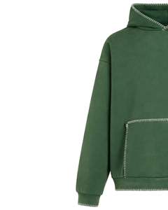 Sweat-shirt à capuche vert surdimensionné pour homme, avec poche kangourou, style streetwear, épais, décontracté, pour l'hiver, fabricant OEM - Product Image 3