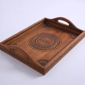 Plateau de service personnalisé en bois avec poignée pour café, thé, fruits et aliments – Grande taille, idéal pour la vente en gros - Product Image 1