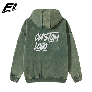 Sweat-shirts à capuche zippés vintage pour hommes, coupe oversize, en molleton de coton, style streetwear décontracté, vente en gros pour acheteurs professionnels - Product Image 5