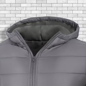 Men'S Lightweight Thick Hooded Windproof Quilted Solid Color <b>Warm</b> <b>Jacket</b> Windproof <b>Waterproof</b> Hooded Puffy <b>Jackets</b> - Product Image 3