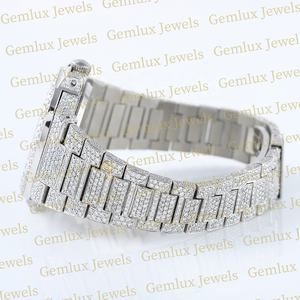 Alta calidad Pass Diamond Tester Cushion Dial D VVS Totalmente helado Moissanite Diamond Auto Date Hip Hop Watch para hombres - Product Image 3