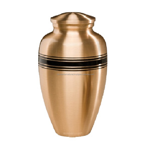 Urnas de cremación para adultos de latón clásico y de alta calidad con tira y urnas funerarias de metal con acabado de mármol dorado verde para cenizas humanas - Product Image 2