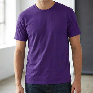 Camiseta de manga corta para hombre, color morado sólido, cuello redondo, corte regular, 100% algodón jersey, estilo casual. - Product Image 3