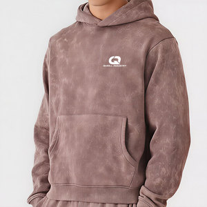 Venta de Fábrica: Conjunto Deportivo Informal de Invierno, Lavado Ácido, Transpirable, Cómodo, Sudadera con Capucha y Pantalones de Chándal de Algodón - Product Image 3