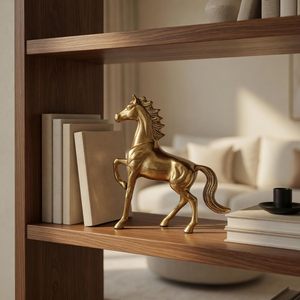 Figurine de cheval dorée, sculpture de table légère, statue Art Déco pour la maison, le bureau, le salon, la décoration de baptême, Diwali, Pâques - Product Image 2