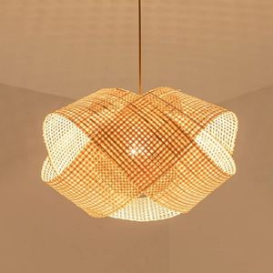 โคมไฟระย้าไม้ไผ่สานแฮนด์เมดสไตล์เวียดนามสำหรับติดตั้งบนเพดานห้องนอนหรือห้องนั่งเล่นขนาดใหญ่ - Product Image 1