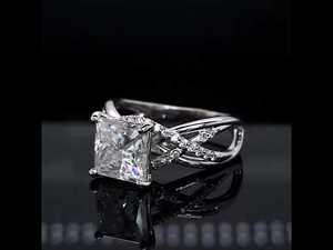 แหวนหมั้นเพชรทรงปรินเซสคัทแบบอินฟินิตี้ ดีไซน์ธรรมชาติ ทองคำแท้ 18k/22k หลายวง สำหรับผู้หญิงและเด็กผู้หญิง - Product Image 2