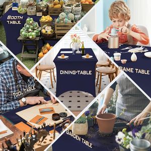 Navy Blue 4FT Spandex Rectangle Tablecloth Washable Wrinkle-Free Stretch <b>Covers</b> Comfortable Cloths for Your <b>Table</b> - Product Image 4