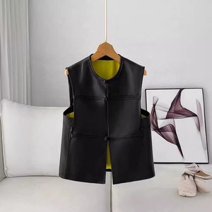 เสื้อกั๊กผ้าใบกันน้ำหนังแท้สำหรับผู้หญิงฤดูหนาว แขนกุด ใส่ทำงาน เสื้อคลุมคุณภาพสูง - Product Image 6