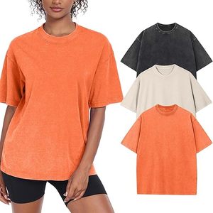 Women's Washed Vintage Oversized T-Shirt Baggy Workout <b>Tops</b> Short Sleeve 100% Cotton Eco-Friendly Quick Dry Streetwear Boyfriend - Product Image 1