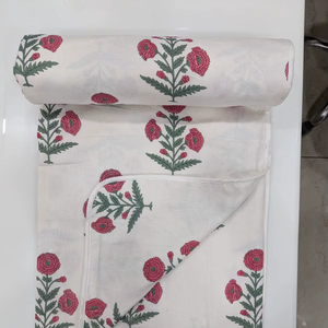 Ethnic Luxury Handmade Block Printed Organic Cotton Dohar All-Season Hotel Anti-Bacterial Eco-Friendly Floral Accents Soft Dohar - Product Image 1