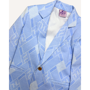 เสื้อเบลเซอร์พิมพ์ลายสีฟ้าและสีขาวสำหรับเด็กผู้ชาย - Product Image 2