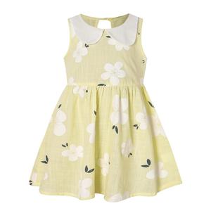 Lindo Vestido Mini sin Mangas con Corte en A para Niñas, Vestido de Verano Transpirable de Algodón y Lino - Vestidos Casuales para Niñas - Product Image 2