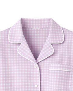 Custom Lavender Check <b>Women</b> Pajama Set Long Sleeve Button Down Nightwear Soft Breathable Cotton Sleepwear Two Piece Lounge Set - Product Image 5