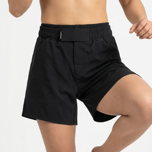 Shorts Bermuda pour homme, noirs unis, taille élastique, séchage rapide, avec poches, style décontracté - Product Image 6