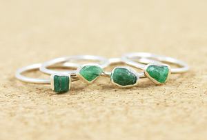 Wholesale Price Gift Jewelry Suppliers Bulk Natural Beautiful Raw <b>Emerald</b> Gemstone <b>Ring</b> 925 Sterling <b>Silver</b> Rough Gemstone <b>Rings</b> - Product Image 4