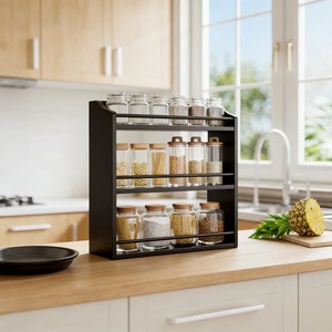 Wooden Spice Rack <b>Kitchen</b> Organizer <b>Pantry</b> Storage Shelf Perfect For Keeps Spices Fresh And Protected From Moisture And Dust - Product Image 2