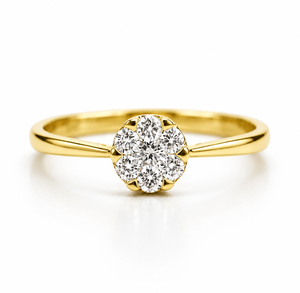 Maravilloso Anillo de Oro Sólido de 10K, 14K, 18K con Diamante Redondo Cultivado en Laboratorio, Diseño Floral, Anillo de Boda, Anillo de Moda con Engaste de Ilusión - Product Image 3