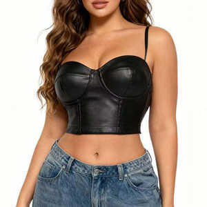 Top bustier en cuir à fines bretelles pour la Saint-Valentin, design sexy sans bretelles, parfait pour les tenues décontractées des adultes - Product Image 3