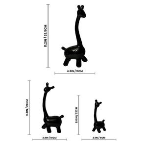 Meilleures ventes 2025 : Ensemble de figurines de girafe noires brillantes, sculpture animale en céramique, décoration de table contemporaine, accent de luxe pour la maison - Product Image 2