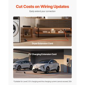 Cavo per asciugatrice NEMA 14-30P/14-30R, 25 piedi, 125V/250V, 4 poli, STW 10AWG/4C, 30A, cavo in rame puro, prolunga per asciugatrice a 4 poli - Product Image 3