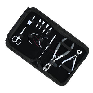 Kit complet d'outils pour extensions de cheveux blancs : Pince à bandes adhésives, Coupe-bandes, Crochet de tirage, Aiguilles à coudre courbées et Pinces de sectionnement - Product Image 1