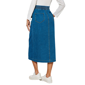 Falda Larga de Mezclilla de Cintura Alta para Mujer, Tallas Grandes XL-5XL, con Botones, Secado Rápido, 100% Algodón, Silueta Lápiz, Invierno - Product Image 3