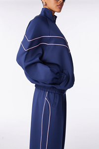 Nueva Llegada, Conjunto Cortavientos Impermeable Casual de Otoño para Mujer, Unisex, con Líneas de Color Azul Oscuro, Ropa Deportiva, Personalizado con Impresión - Product Image 3