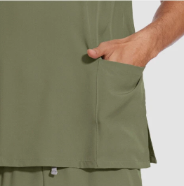 Conjunto de Uniformes Médicos para Hombre, Top Elástico con Cuello en V y Pantalones Ajustados con 6 Bolsillos y Cintura Elástica - Product Image 4