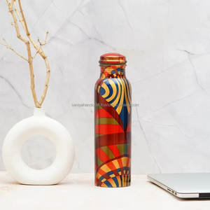 Designer Angel Bouteille d'eau en cuivre pur Meena Print Joint anti-fuite Moins de consommation quotidienne pour l'Ayurveda Avantages pour la santé Naturel - Product Image 3