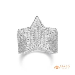 Anillo de Moissanita Estrella de Plata de Ley 925 con Pavé, Anillo Elegante de Lujo para Mujer y Hombre, Regalo Premium para EE. UU. - Product Image 1