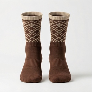 Chaussettes pour hommes à motif géométrique, tricotées en laine et nylon, respirantes, pour un usage quotidien en automne, style classique - Product Image 1