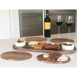 Ensemble de plateaux de service en bois faits à la main, style rustique en noyer, pour le petit-déjeuner, la nourriture, le café, le thé, les collations, la cuisine, le restaurant et la maison - Product Image 5