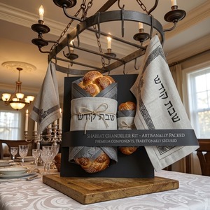 Housse de Challah en Lin Ethnique TORQSON en Gros avec Broderie Hébraïque Dorée et Ourlet Creux – Idéale pour le Pain du Shabbat Juif et les Cérémonies Religieuses du Sabbat - Product Image 5