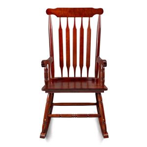 Solid Wood Patio Rocking Chair for Indoor and Outdoor Use Elegant Wooden Frame Porch Rocker for Garden Backyard Porch Use - Product Image 1