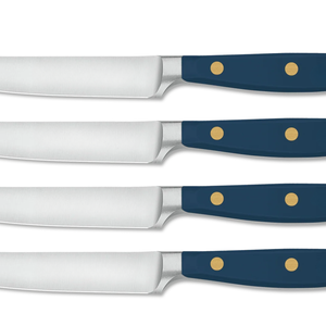 Ensemble de 4 couteaux à steak professionnels avec lames en acier inoxydable à bord lisse, manches noirs ergonomiques pour couper le steak, cuisine - Product Image 3