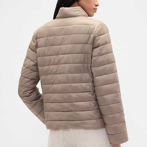 Customized Women's Buuble Puffer Bomber Jacket Breathable Lightweight Nylon Quilted Autumn Coat Slim Fit Knitted - Product Image 5