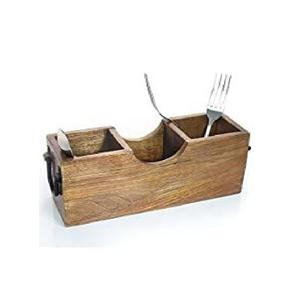 Meilleur porte-couverts en bois artisanal de style américain, durable et tendance, pour mariage, repas, cuisine, avec plusieurs compartiments de rangement - Product Image 1