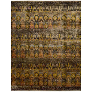 Tapis Ikat indiens traditionnels faits à la main tapis tuftés en soie de taille personnalisée conception nouée à la main pour la cuisine ou la chambre à faible coût - Product Image 2