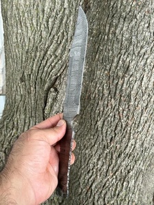 Cuchillo de caza largo de acero de Damasco hecho a mano con hoja en bruto y funda de cuero, punta caída de 8 pulgadas, venta al por mayor A&M ENTERPRISES - Product Image 6