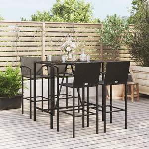 Ensemble de bar de jardin en polyrotin noir durable, 5 pièces, meubles d'extérieur durables - Product Image 1