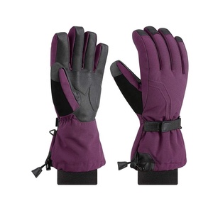 Gants de ski et de snowboard pour femmes, à doigts entiers, imperméables, en cuir de vachette, mitaines d'hiver, protection UV, thermiques, personnalisés en peau de mouton PU - Product Image 1